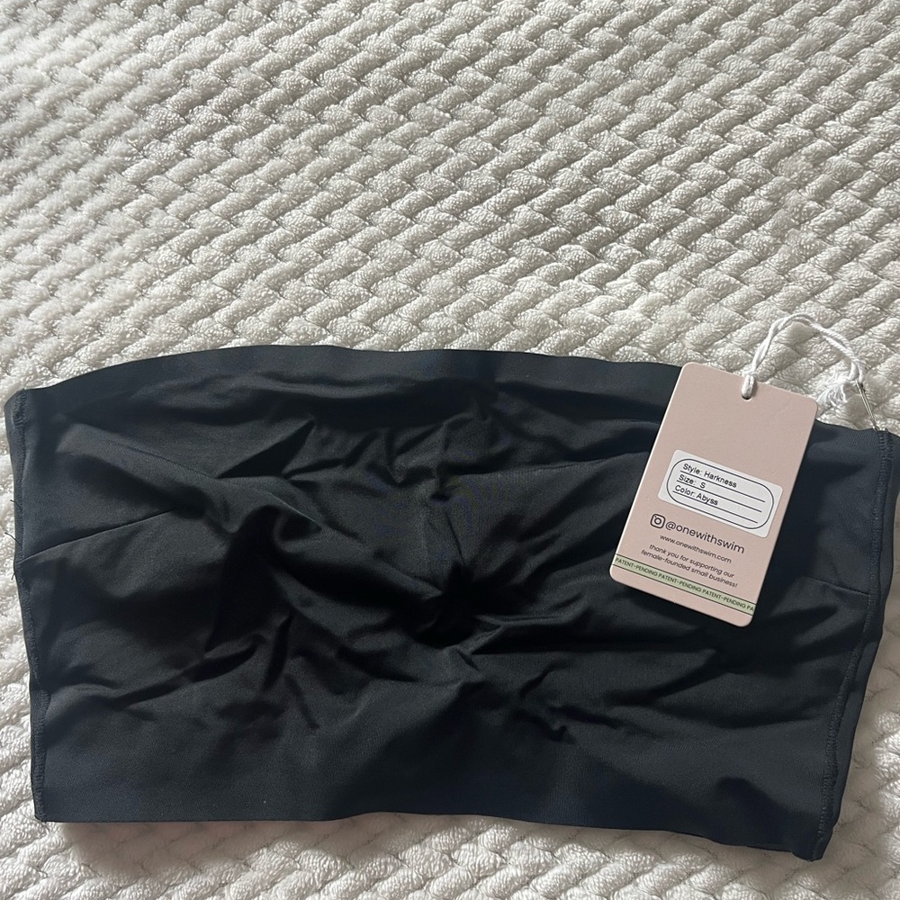 OneWith Swim Harkness Black Bandeau Bikini Top NWT
